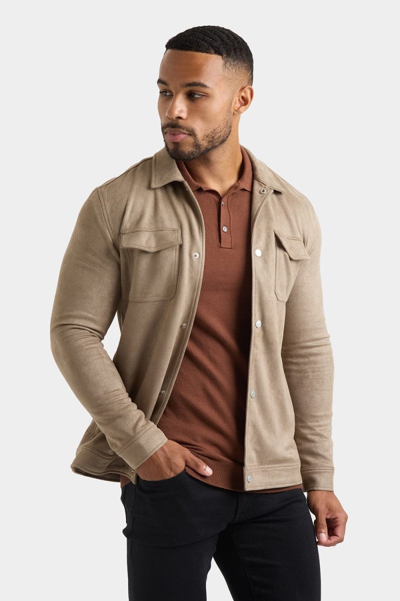 Suede Look Shacket in Mink - TAILORED ATHLETE - ROW