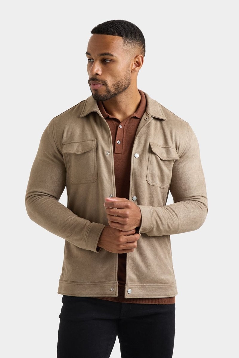 Suede Look Shacket in Mink - TAILORED ATHLETE - ROW