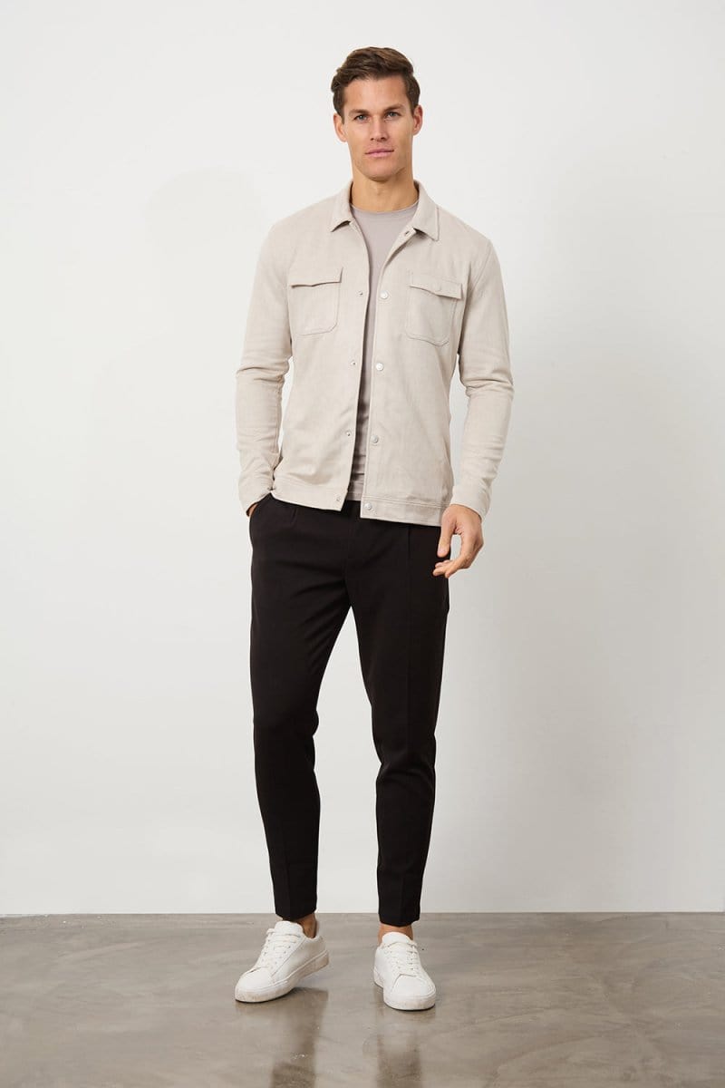 Suede Look Shacket in Stone - TAILORED ATHLETE - ROW