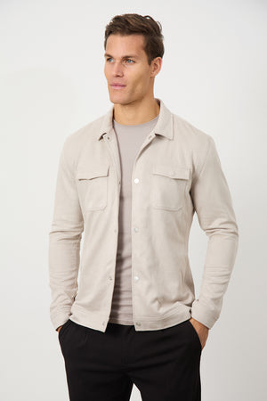 Suede Look Shacket in Stone - TAILORED ATHLETE - ROW