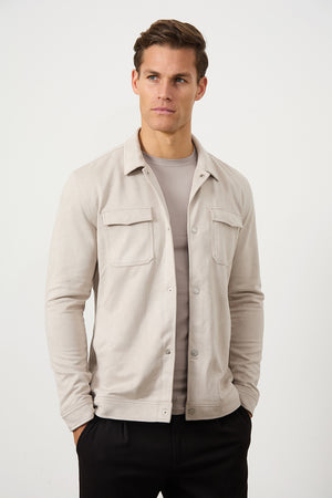 Suede Look Shacket in Stone - TAILORED ATHLETE - ROW