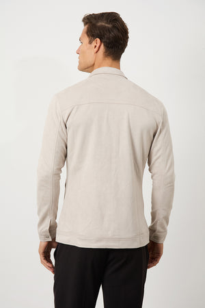 Suede Look Shacket in Stone - TAILORED ATHLETE - ROW