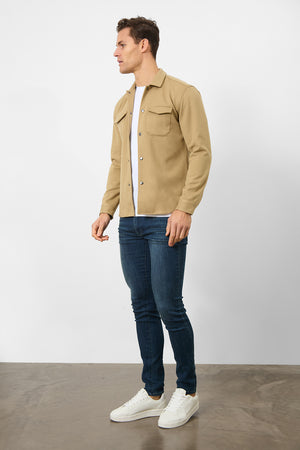 Heavy Twill Jersey Overshirt in Mink - TAILORED ATHLETE - ROW