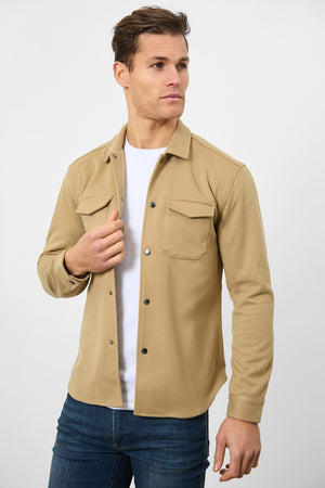 Heavy Twill Jersey Overshirt in Mink - TAILORED ATHLETE - ROW