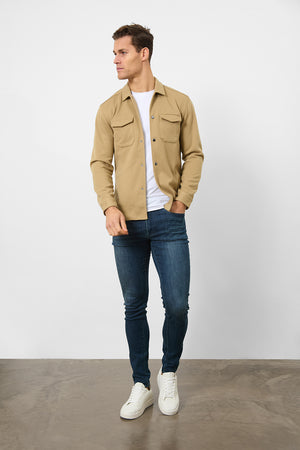 Heavy Twill Jersey Overshirt in Mink - TAILORED ATHLETE - ROW