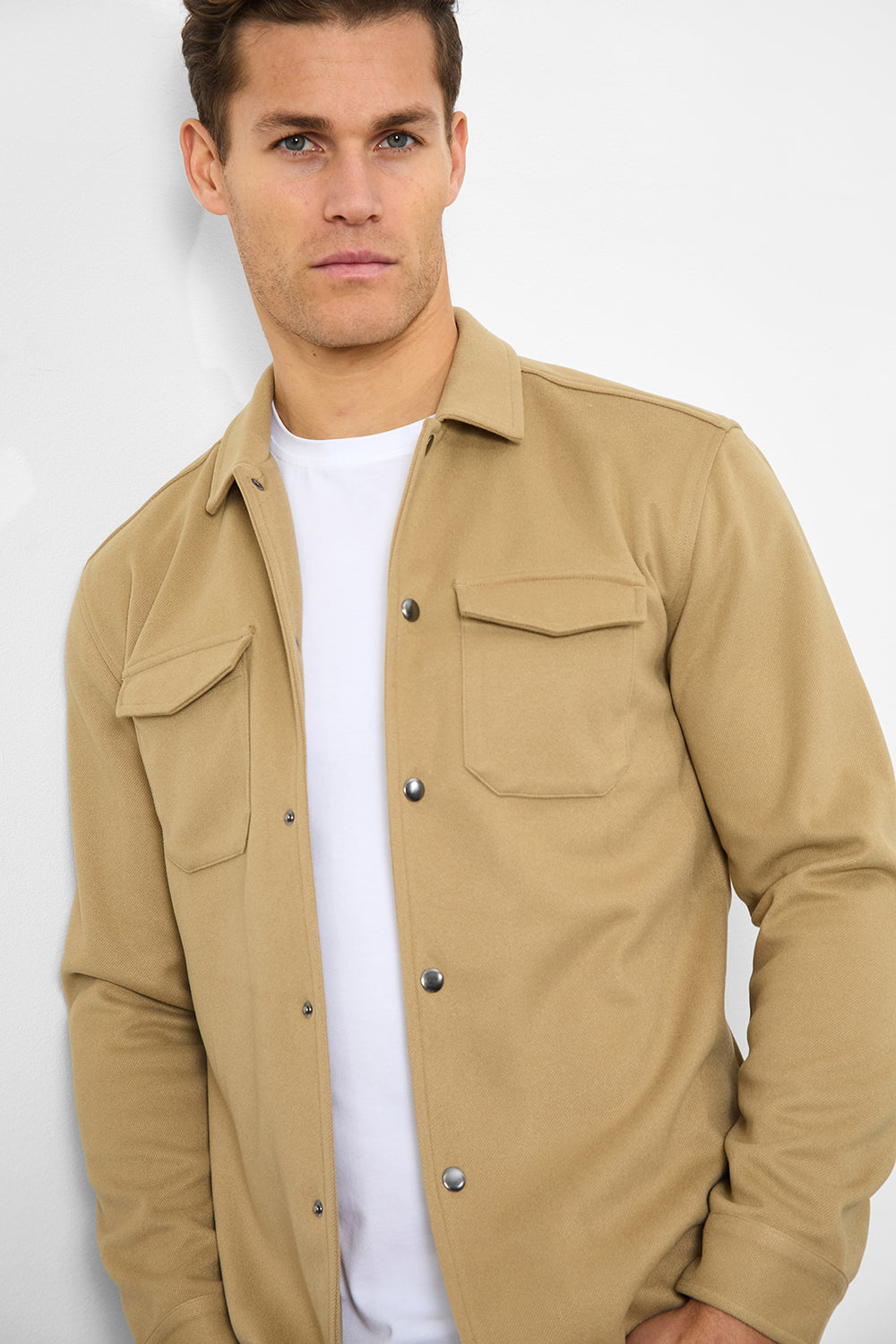 Heavy Twill Jersey Overshirt in Mink - TAILORED ATHLETE - ROW