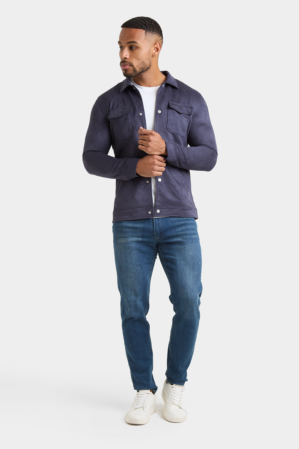 Suede Look Shacket in Navy - TAILORED ATHLETE - ROW