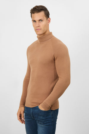 Supersoft Roll Neck in Camel - TAILORED ATHLETE - ROW