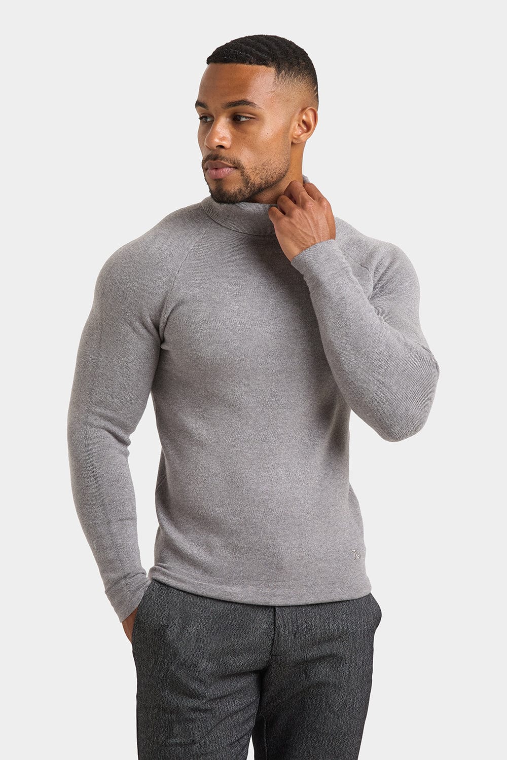 Supersoft Roll Neck in Grey Marl - TAILORED ATHLETE - ROW