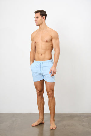 Plain Swim Short in Soft Blue - Longer Length - TAILORED ATHLETE - ROW