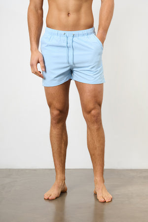 Plain Swim Short in Soft Blue - Longer Length - TAILORED ATHLETE - ROW