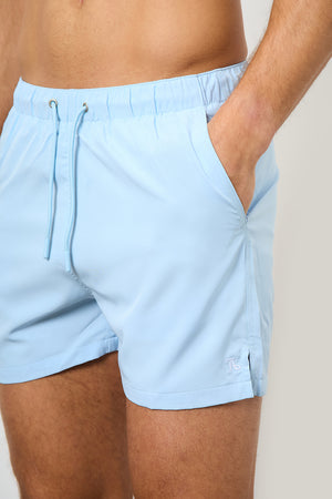 Plain Swim Short in Soft Blue - Longer Length - TAILORED ATHLETE - ROW