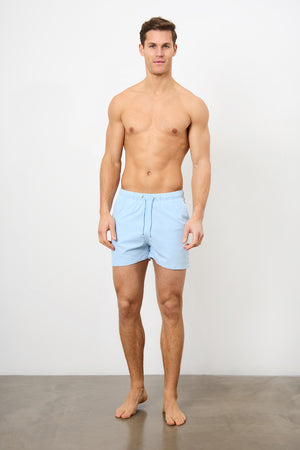 Plain Swim Short in Soft Blue - Longer Length - TAILORED ATHLETE - ROW