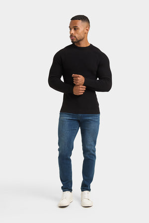 Textured Cotton Crew Neck in Black - TAILORED ATHLETE - ROW