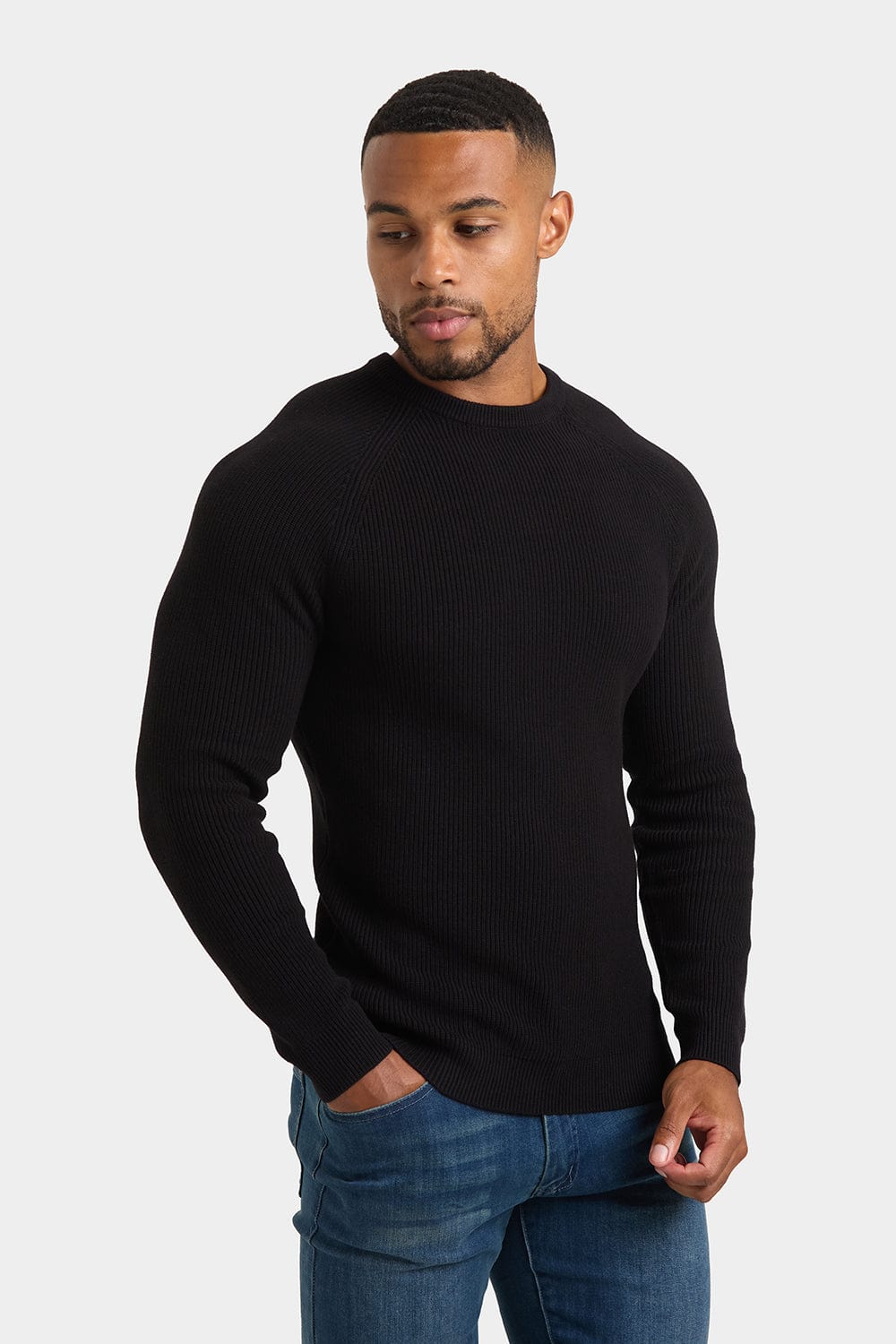 Textured Cotton Crew Neck in Black - TAILORED ATHLETE - ROW