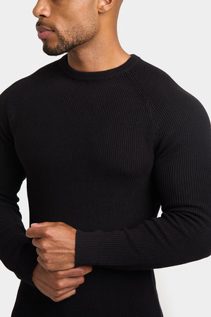 Textured Cotton Crew Neck in Black - TAILORED ATHLETE - ROW