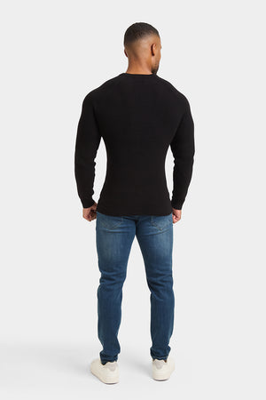 Textured Cotton Crew Neck in Black - TAILORED ATHLETE - ROW