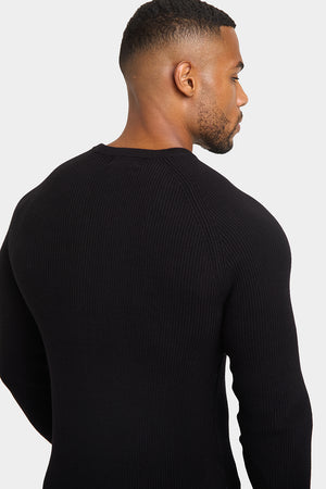 Textured Cotton Crew Neck in Black - TAILORED ATHLETE - ROW