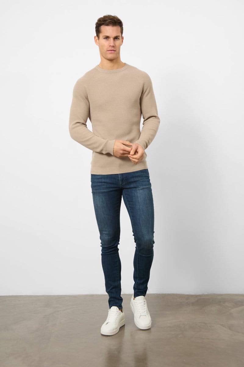 Textured Cotton Crew Neck in Neutral - TAILORED ATHLETE - ROW
