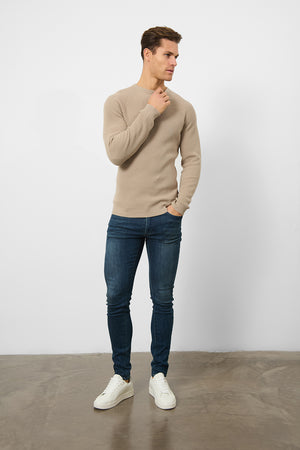 Textured Cotton Crew Neck in Neutral - TAILORED ATHLETE - ROW