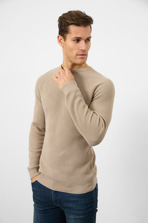 Textured Cotton Crew Neck in Neutral - TAILORED ATHLETE - ROW