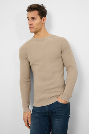 Textured Cotton Crew Neck in Neutral - TAILORED ATHLETE - ROW