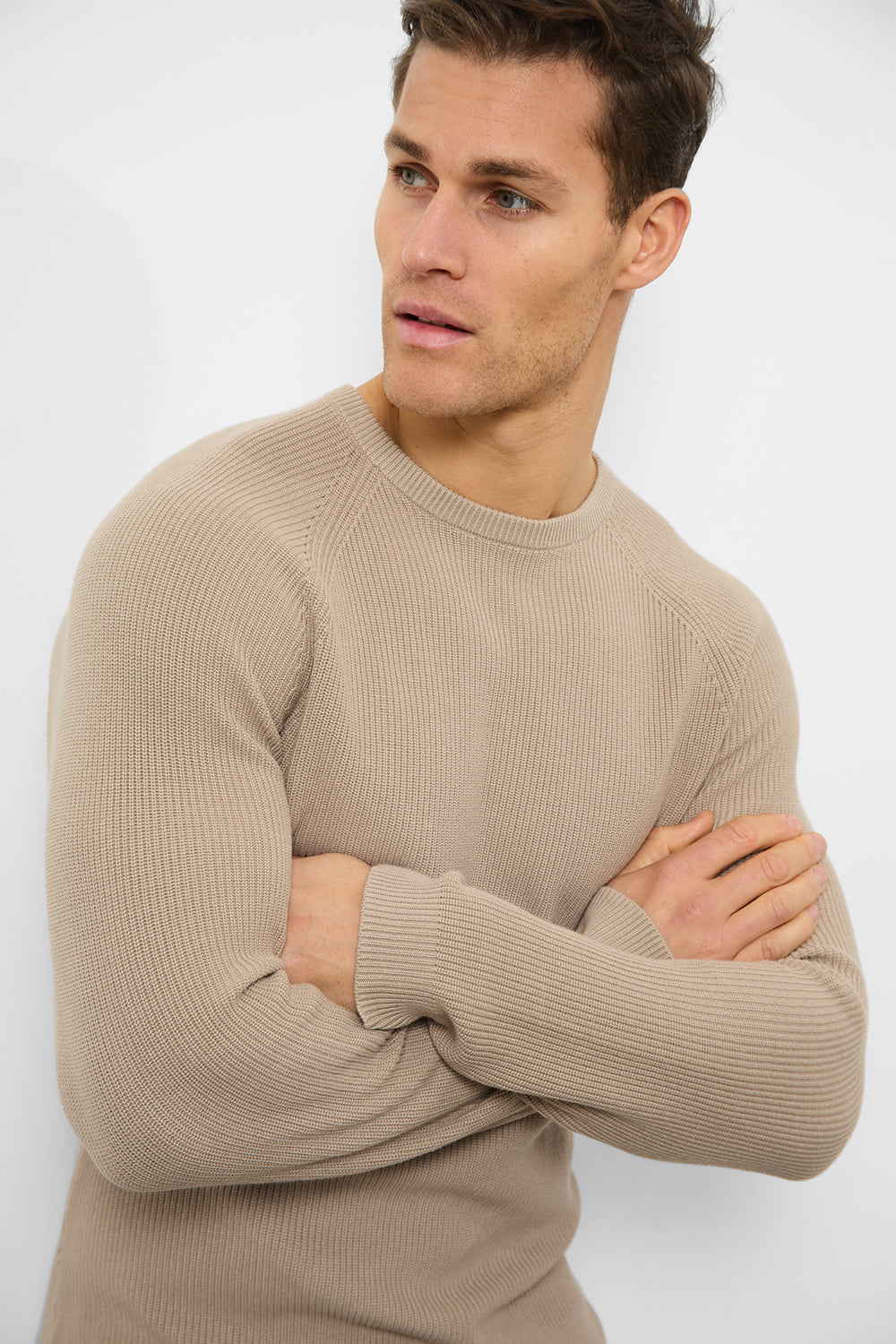 Textured Cotton Crew Neck in Neutral - TAILORED ATHLETE - ROW