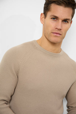 Textured Cotton Crew Neck in Neutral - TAILORED ATHLETE - ROW