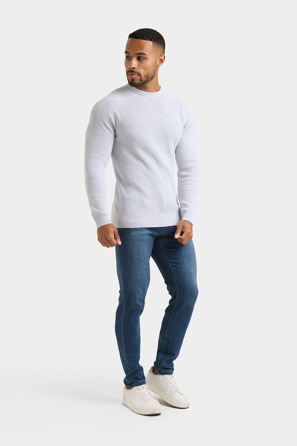 Textured Cotton Crew Neck in Soft Grey Marl - TAILORED ATHLETE - ROW