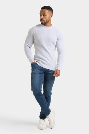 Textured Cotton Crew Neck in Soft Grey Marl - TAILORED ATHLETE - ROW