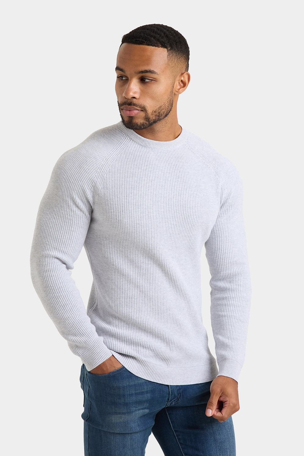 Textured Cotton Crew Neck in Soft Grey Marl - TAILORED ATHLETE - ROW