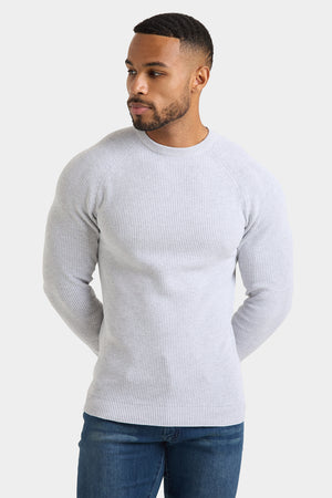 Textured Cotton Crew Neck in Soft Grey Marl - TAILORED ATHLETE - ROW