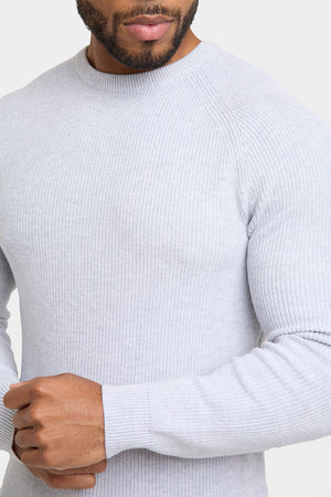 Textured Cotton Crew Neck in Soft Grey Marl - TAILORED ATHLETE - ROW