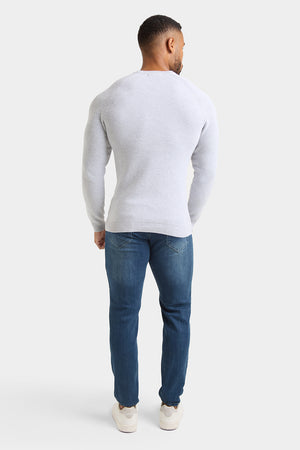 Textured Cotton Crew Neck in Soft Grey Marl - TAILORED ATHLETE - ROW