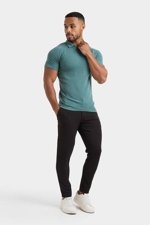 Textured Open Collar Polo Shirt in Kale - TAILORED ATHLETE - ROW