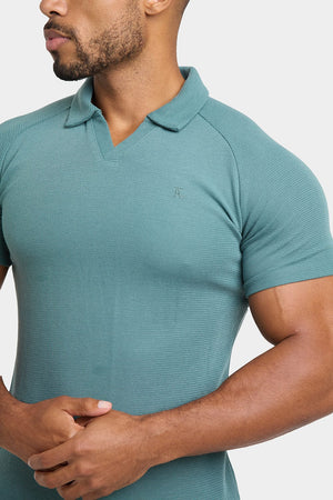 Textured Open Collar Polo Shirt in Kale - TAILORED ATHLETE - ROW