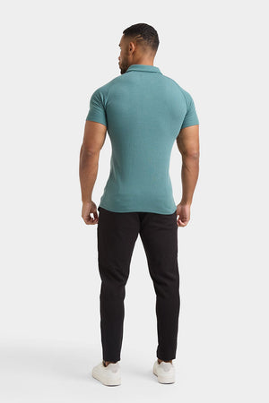 Textured Open Collar Polo Shirt in Kale - TAILORED ATHLETE - ROW