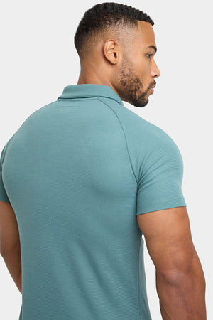 Textured Open Collar Polo Shirt in Kale - TAILORED ATHLETE - ROW