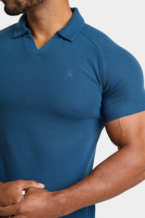 Textured Open Collar Polo Shirt in Teal - TAILORED ATHLETE - ROW