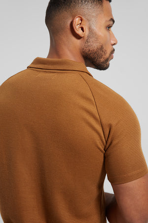 Textured Open Collar Polo Shirt in Ginger - TAILORED ATHLETE - ROW