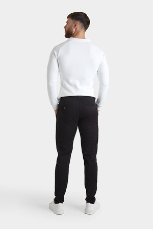 Muscle Fit Chino Trouser in Black - TAILORED ATHLETE - ROW