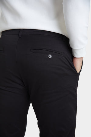 Muscle Fit Cotton Stretch Chino Trouser in Black - TAILORED ATHLETE - ROW