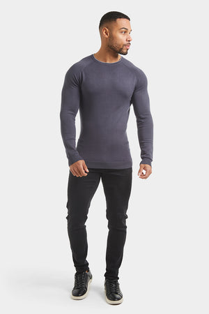 Tipped Crew Neck in Graphite - TAILORED ATHLETE - ROW