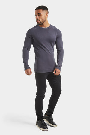 Tipped Crew Neck in Graphite - TAILORED ATHLETE - ROW