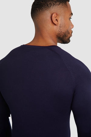 Tipped Crew Neck (LS) in Navy - TAILORED ATHLETE - ROW
