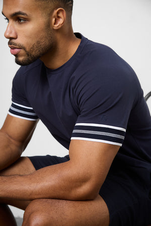 Tipped Fashion Fit T-Shirt in Navy - TAILORED ATHLETE - ROW