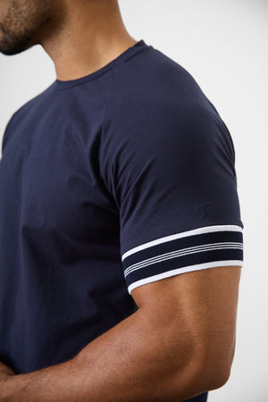 Tipped Fashion Fit T-Shirt in Navy - TAILORED ATHLETE - ROW