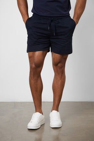 Muscle Fit Drawstring Chino Short - Shorter Length in Navy - TAILORED ATHLETE - ROW