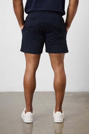 Muscle Fit Drawstring Chino Short - Shorter Length in Navy - TAILORED ATHLETE - ROW