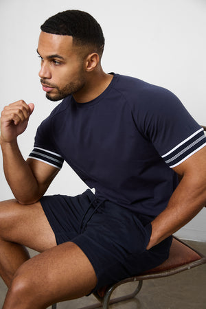 Tipped Fashion Fit T-Shirt in Navy - TAILORED ATHLETE - ROW